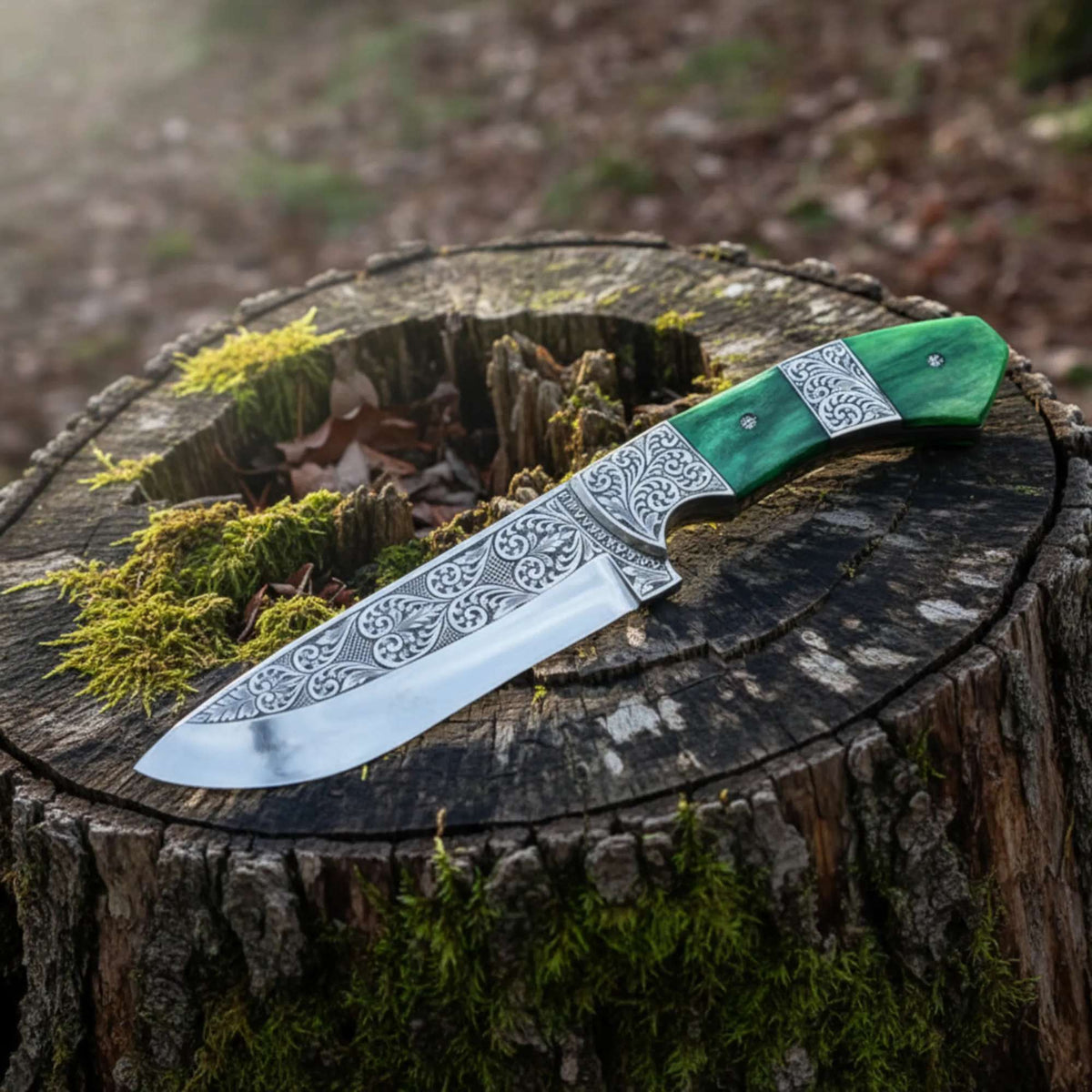 Hand Engraved Hunting Knife | D2 Steel with Camel Bone Handle - Ultimate Performance & Style - RFE Marketing Ventures