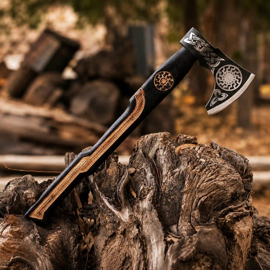 Hand-Forged Viking Axe – Embrace Norse Heritage with the Sunwheel Bearded Axe - RFE Marketing Ventures