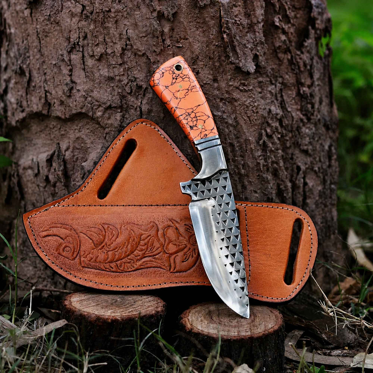 Premium Cowboy Hunting Knife D2 Steel – Durable and Stylish Turquoise Handle - RFE Marketing Ventures