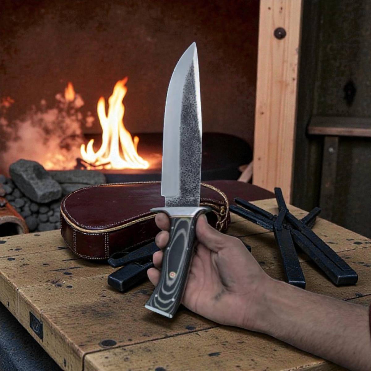 D2 Steel Bowie Knife – Durable G10 Handle & Leather Sheath for Outdoor Enthusiasts - RFE Marketing Ventures