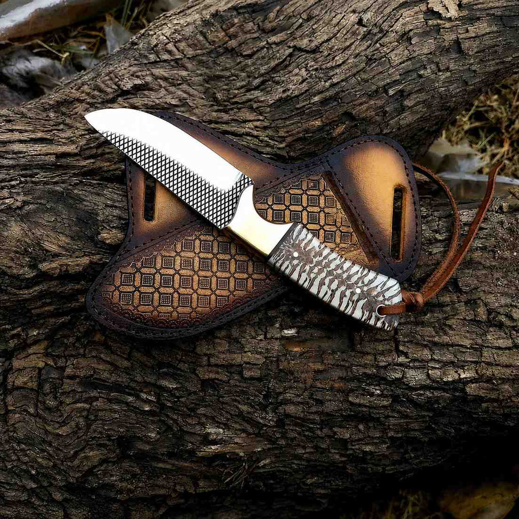 Handmade Cowboy Knife: Rasp Steel 8" Skinner with Unique Pine Cone Handle - RFE Marketing Ventures
