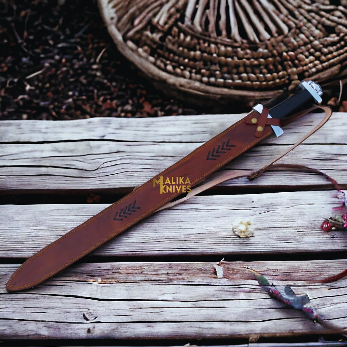 Authentic Ulfberht Damascus Viking Sword | Exquisite Handmade Leather Sheath - RFE Marketing Ventures