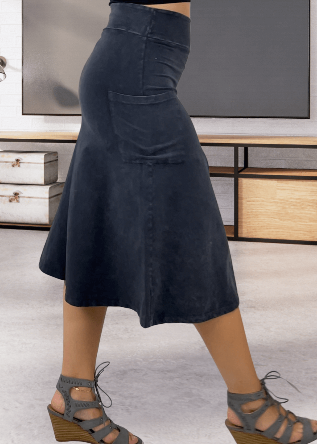 Alyssa Very Versatile Light Denim Cotton Skirt