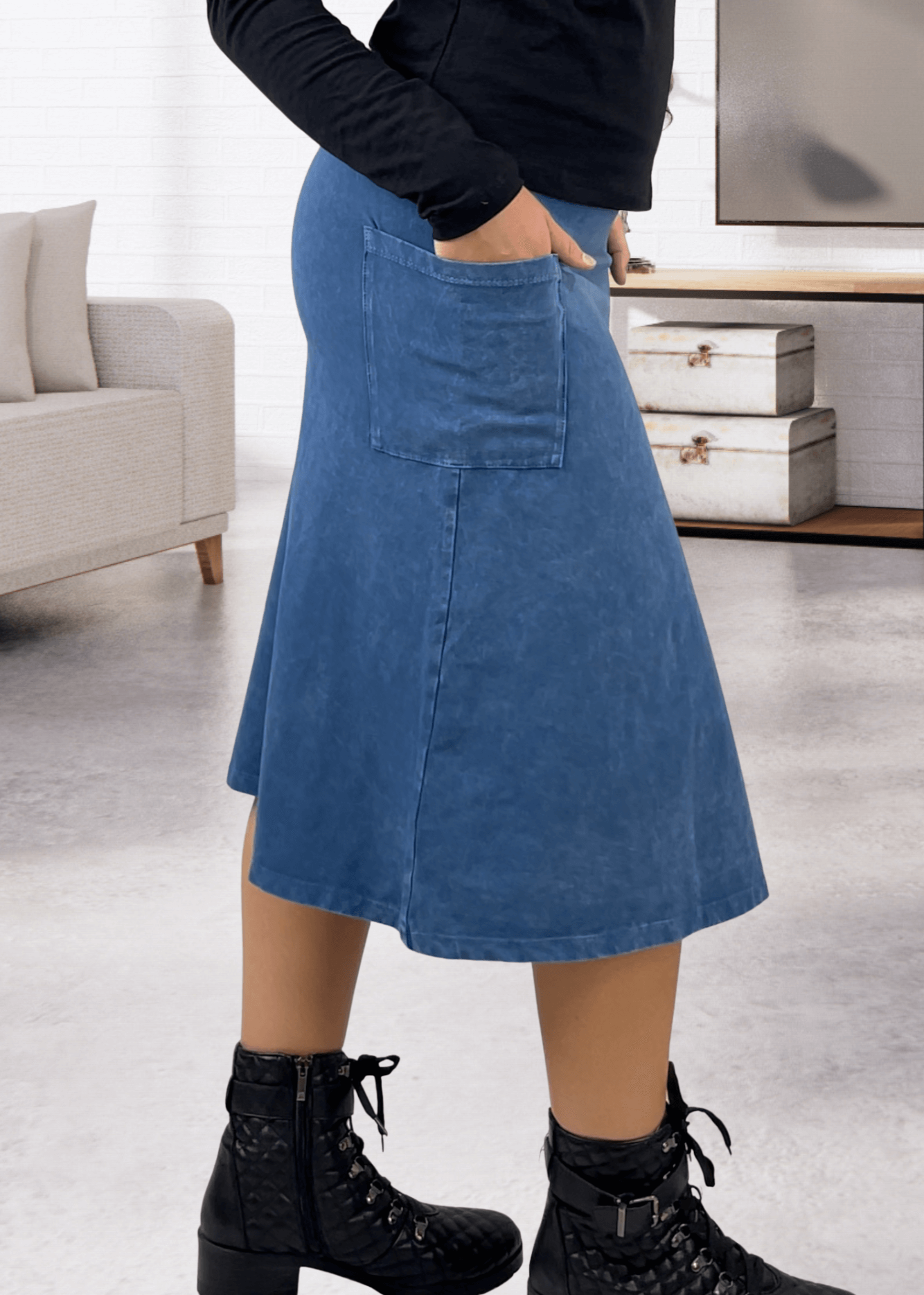 Alyssa Very Versatile Light Denim Cotton Skirt