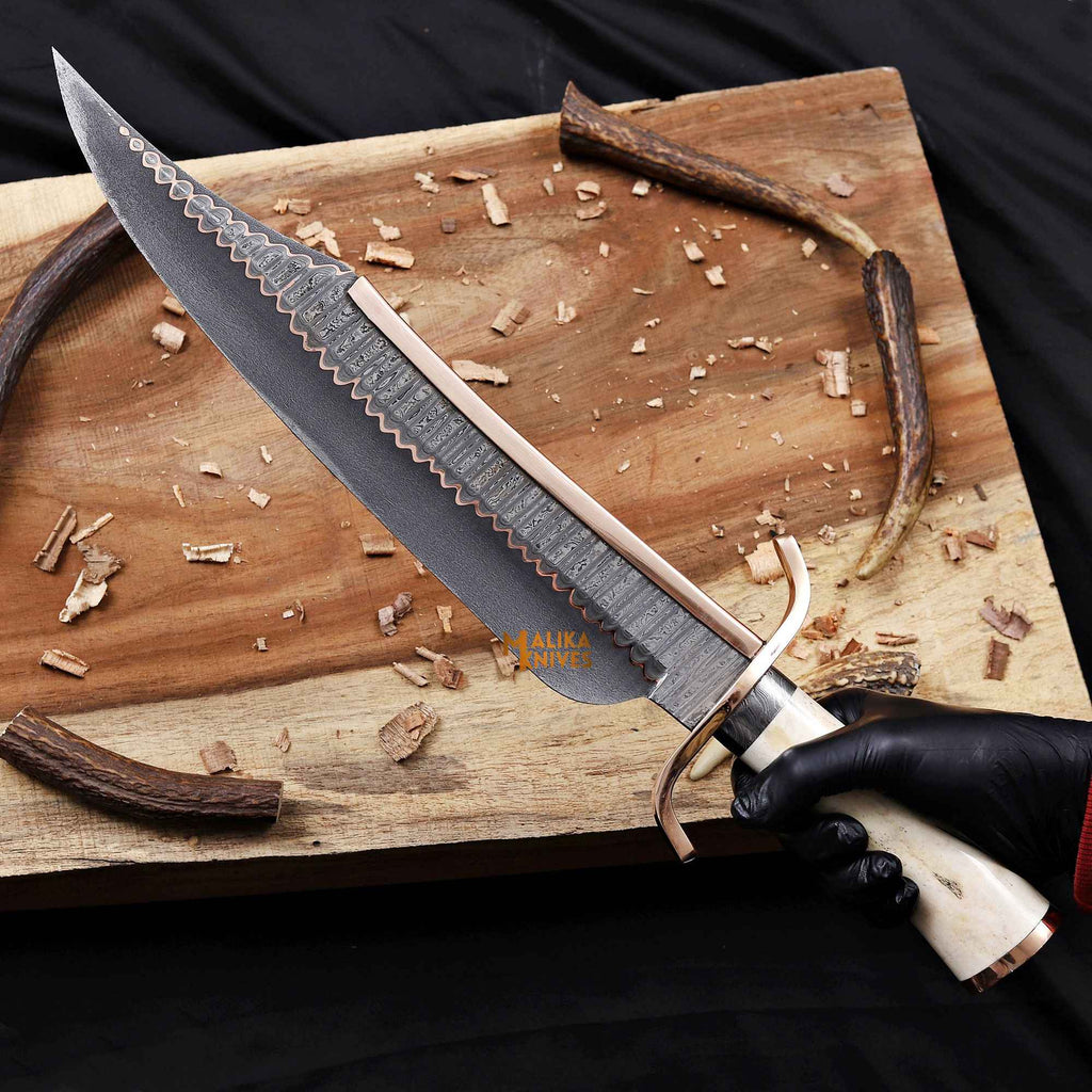 Experience the Craftsmanship of the Copper Damascus Alamo Musso Bowie Knife - RFE Marketing Ventures