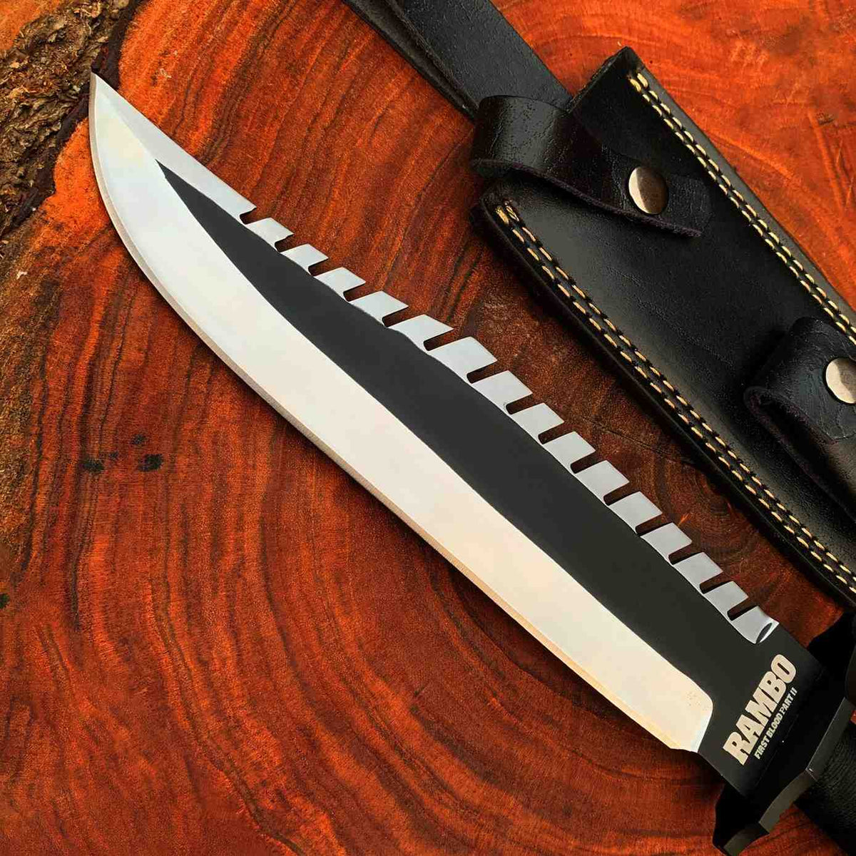 Crafted Rambo Knife Replica – 16" Survival Blade with Leather Sheath for Collectors and Adventurers - RFE Marketing Ventures