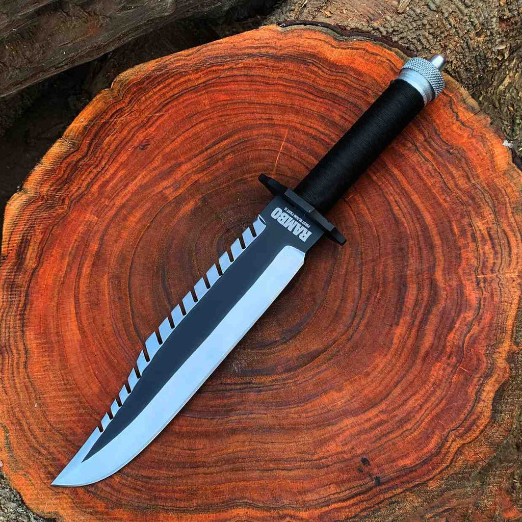 Crafted Rambo Knife Replica – 16" Survival Blade with Leather Sheath for Collectors and Adventurers - RFE Marketing Ventures