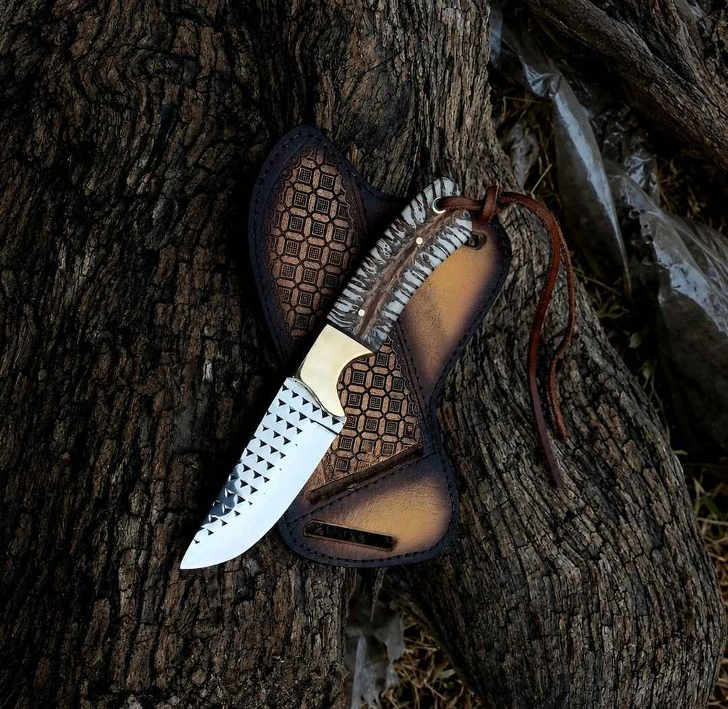 Handmade Cowboy Knife: Rasp Steel 8" Skinner with Unique Pine Cone Handle - RFE Marketing Ventures