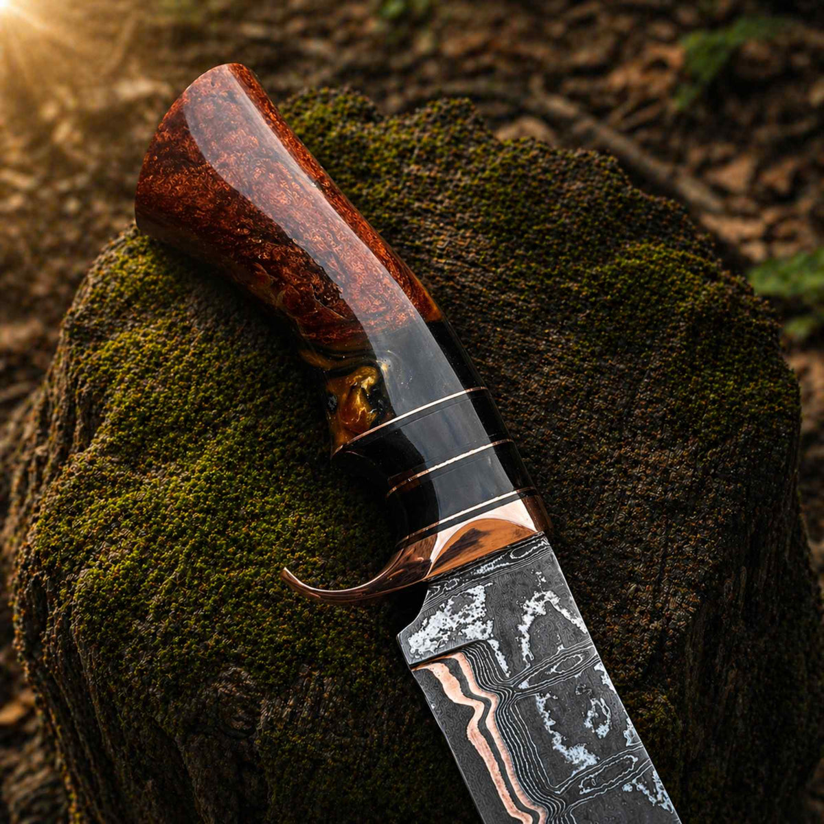 Handmade Copper Damascus Bowie Knife – Experience Unmatched Craftsmanship - RFE Marketing Ventures
