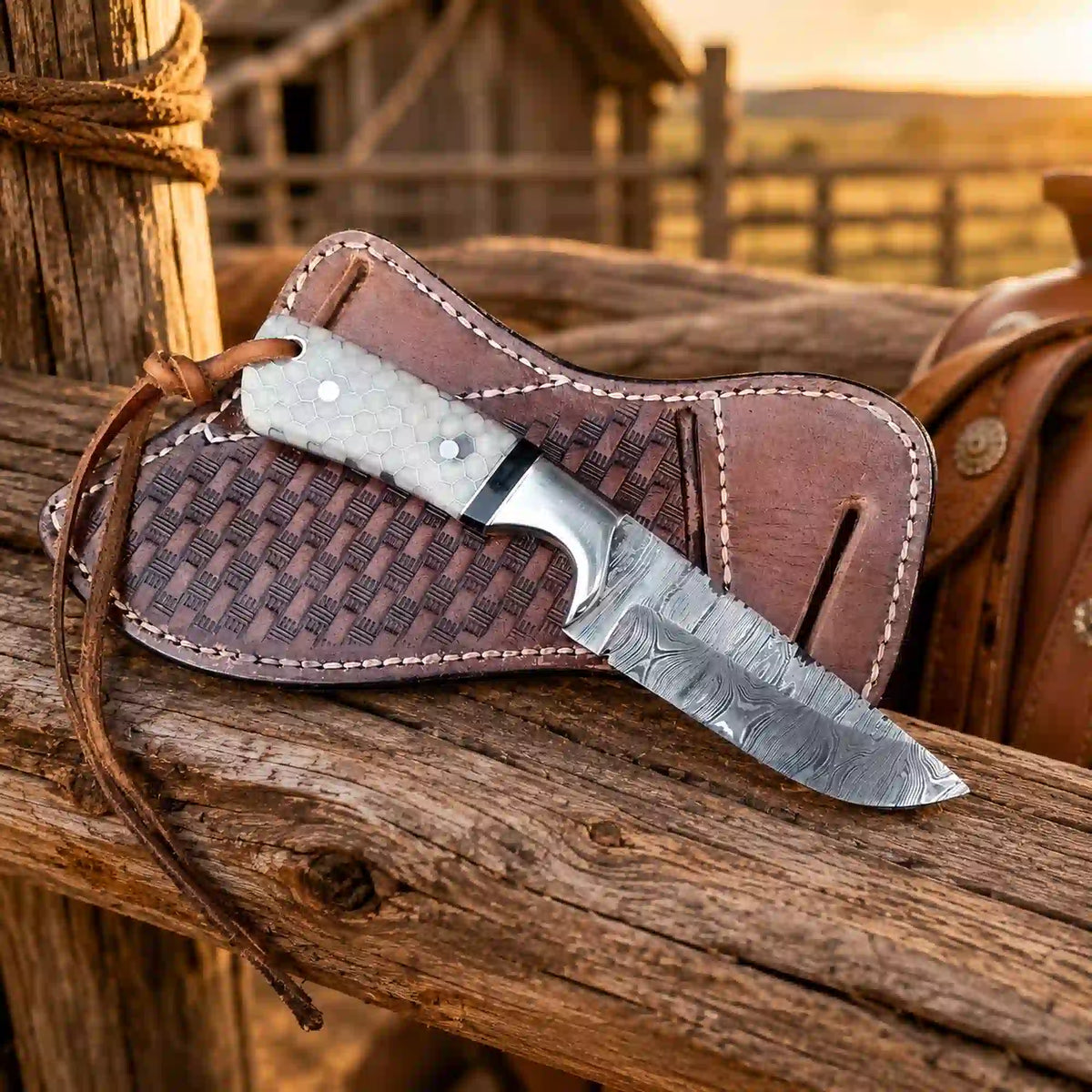Buckaroo Damascus Steel Knife | Exceptional Craftsmanship Meets Unmatched Performance - RFE Marketing Ventures