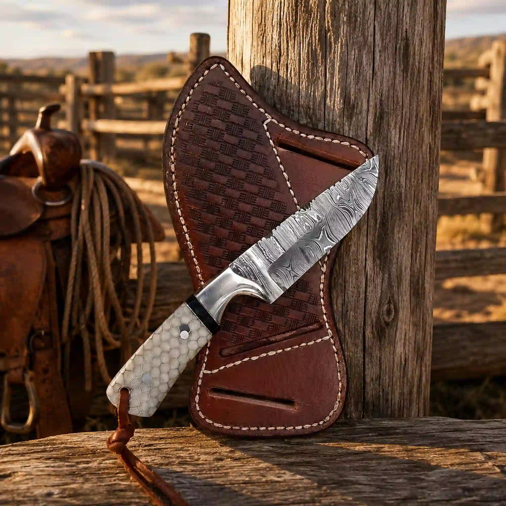 Buckaroo Damascus Steel Knife | Exceptional Craftsmanship Meets Unmatched Performance - RFE Marketing Ventures