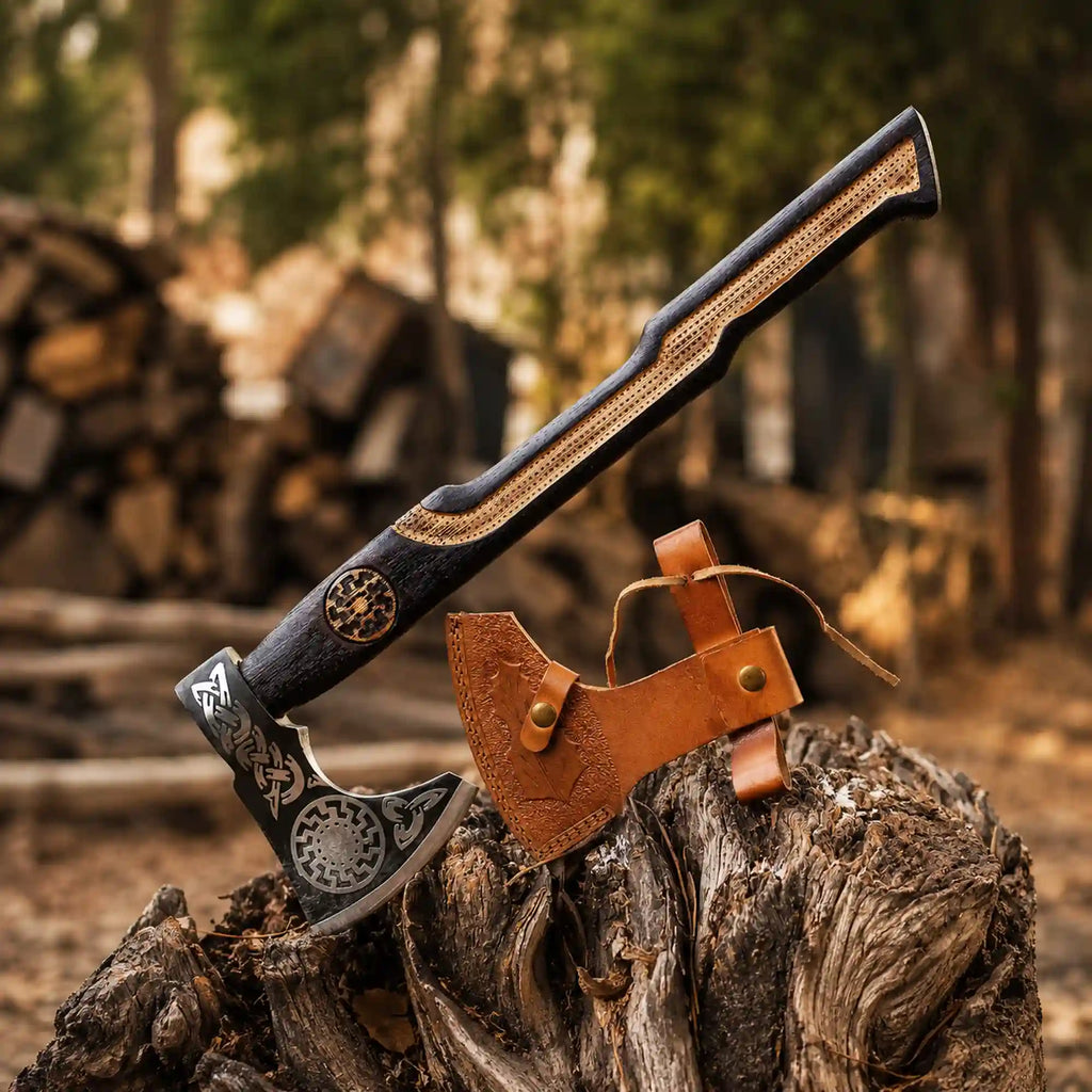Hand-Forged Viking Axe – Embrace Norse Heritage with the Sunwheel Bearded Axe - RFE Marketing Ventures
