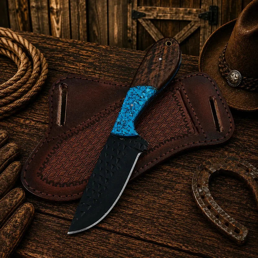 Buckaroo Knife with Turquoise Inlay – The Perfect Blend of Functionality and Artistry - RFE Marketing Ventures