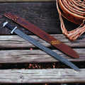 Authentic Ulfberht Damascus Viking Sword | Exquisite Handmade Leather Sheath - RFE Marketing Ventures