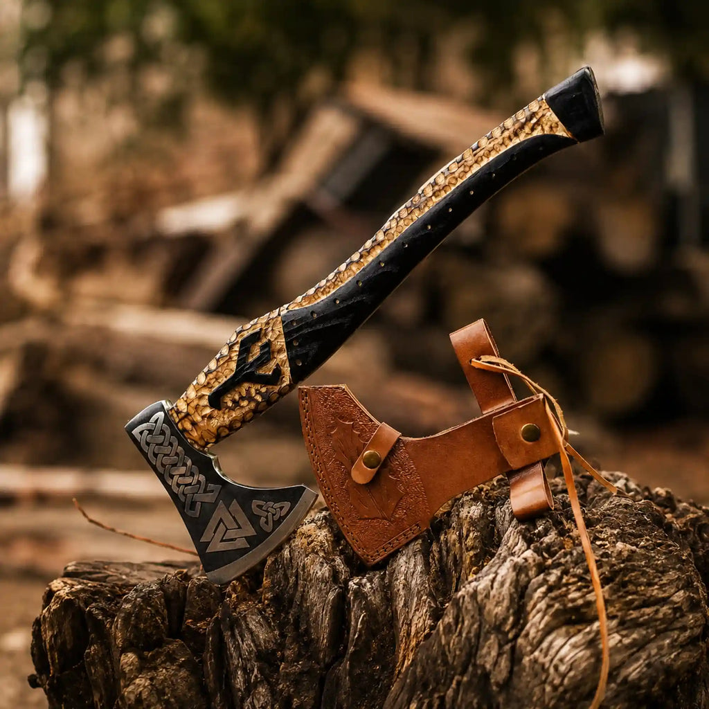 Unleash Your Inner Warrior with the Valknut Viking Axe - RFE Marketing Ventures