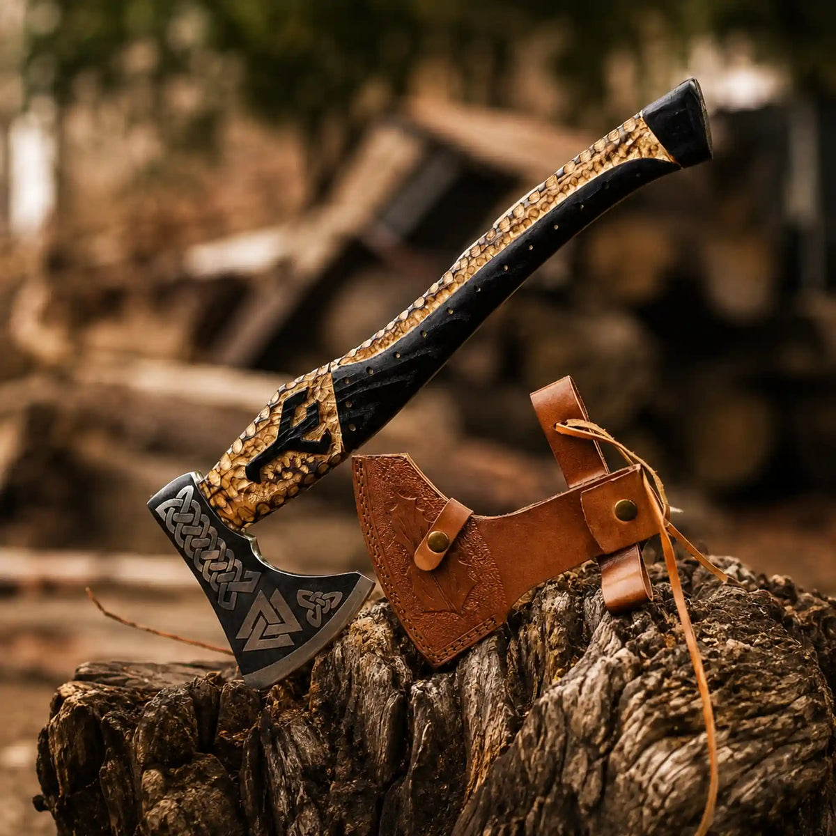 Unleash Your Inner Warrior with the Valknut Viking Axe - RFE Marketing Ventures