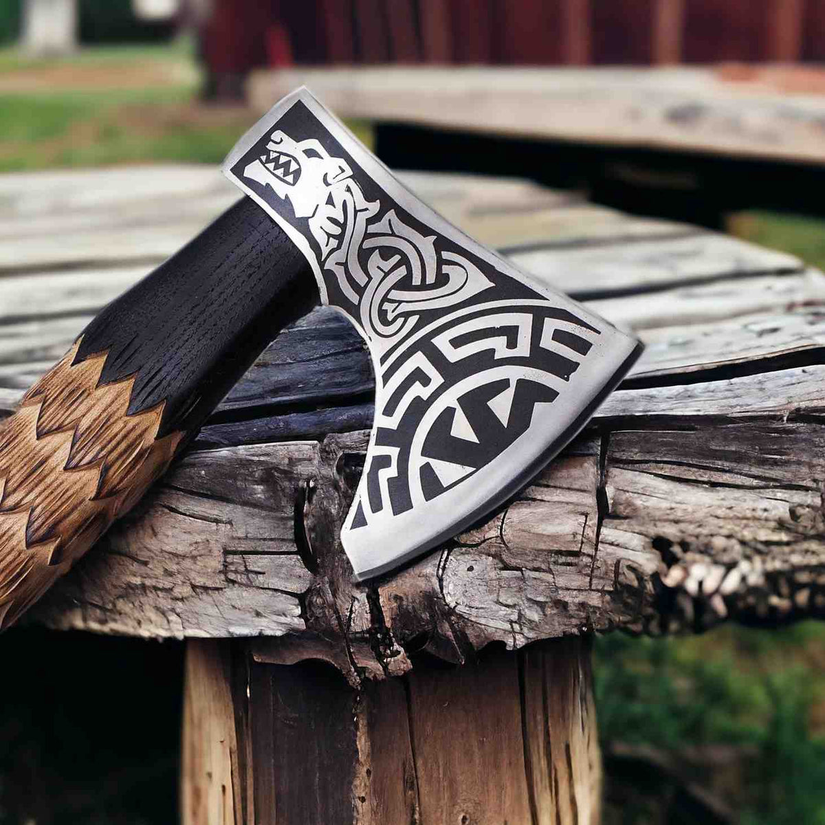 Norse Wolf Viking Axe – Handcrafted Bearded Axe for Heritage and Adventure - RFE Marketing Ventures