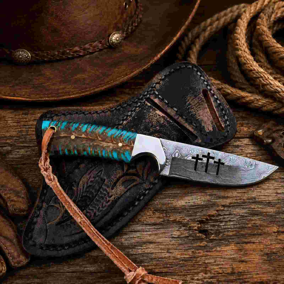 Premium Damascus Steel Cowboy Knife – The Ultimate Companion for Adventurers and Collectors - RFE Marketing Ventures